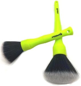 ARESMRO Ultra Soft Detailing Brush Set, 2PC Car Detailing Brush with Comfortable Grip and Soft Brush Head for Cleaning Panels, Air Vent, Leather and More(Green)