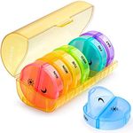 Sukuos Weekly Pill Organizer 7 Day 2 Times a Day, Large Daily Pill Box Easy to Open, AM PM Pill Case for Medicine/Vitamin/Fish Oil/Supplements (Yellow)