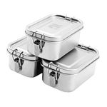 nicelock Small Food Storage Container Stainless Steel Lunch Snack Boxes Food Prep Containers with Lids Airtight Freezer & Dishwasher Safe | 400 ml | BPA-Free Plastic-Free | Pack of 3