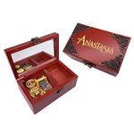 Youtang Anastasia Jewelry Music box with Mirror Carved Wood Musical Box Wind up Gift Box Play Once Upon A December,Gold Movement