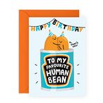 Husband Birthday Card - Boyfriend Birthday Card - 'My Favorite Human Bean' - Sweet Bday Cards for Girlfriend Wife Best Friend - Aunt Birthday Card - Comes With Fun Stickers - By Central 23