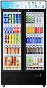 Ferueo Commercial Beverage Refrigerator, 30 Cu.ft. Fridge Display Glass Door Upright Display Door with Adjustable Shelves LED Light for Restaurant,Grocery Stores,Office