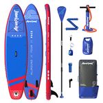 AQUAPLANET Inflatable Paddle Board Kit - Pace, Blue & Red | 10.6 Foot | SUP for Beginners & Experts | Includes Accessories