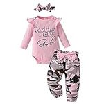 Tearfuty Baby Girl Clothes Outfit Ruffle Long Sleeve Tops+ Camouflage Pants + Headband