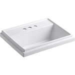 KOHLER K-2991-4-0 Tresham Rectangle Self-Rimming Bathroom Sink with 4-inch Centerset Faucet Drilling, White