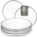 Scandi Style Modern White Porcelain Dinner Plates Set of 6 - Elegant Dining Service for 6 - Dishwasher Safe Scandinavian Design - Large Serving Plates by Pure Living