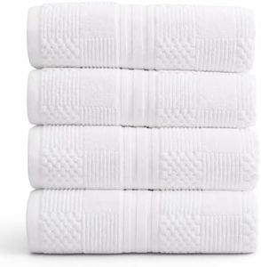 Springtree Home 100% Cotton Bath Towel Set | 4-Pack | Textured | White