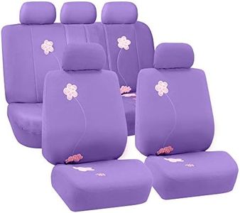 FH Group Universal Fit Full Set Floral Embroidery Design Car Seat Cover, (Purple) (FH-FB053115, Airbag Compatible and Split Bench, Fit Most Car, Truck, SUV, or Van)