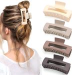 Aliba Collection 4 Pcs Hair Claw Clips, Claw Clips For Thick Hair Netural Hair Clips Matte Hair Clips Acrylic Rectangular Hair Clips,Multi