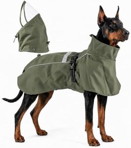RYNVALE STUDIO Dog Raincoat Waterproof Rain Jacket Lightweight with Adjustable Reflective Strip & Detachable Hood, Fits Small/Medium/Large/Extra Large Dogs Puppies, Green (5X-Large)
