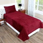 RD TREND 190 GSM Flannel Warm bedsheets for Winter Single Flat Size (60x90 Inches) with 1 Pillow Cover Size (18x28 Inches) Color Dark Maroon