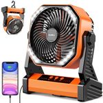 AddAcc 20000mAh Battery Operated Fan, Portable Rechargeable Desk/Camping Fan with Light and Hook, 270° Pivot 4 Speeds Battery Powered Outdoor Fan for Tent Car Trip Sleep Hurricane Power Outages…