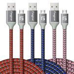 Micro USB Charger Cable, Fasgear 3 Pack 10ft/3m Long Nylon Braided Fast Charging Cord Compatible Samsung Galaxy S7 S6 Edge J7, HTC, Nexus, LG, Sony, PS4 and More Android Devices (Red,Blue,Pink)