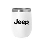 Jeep Insulated Wine Glass Stainless Steel 14oz Powder Coated Thermal Tumbler (White)