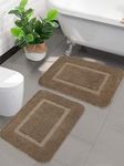 SARAL HOME EASY LIVING Microfiber - Good Morning Mat Soft Anti-Skid Washable Water Absorbent Quick Drying All Time Usable Bathmat/Doormat/Runner. Slip-Resistant Backing 2PC (Beige. 40X60 CM)