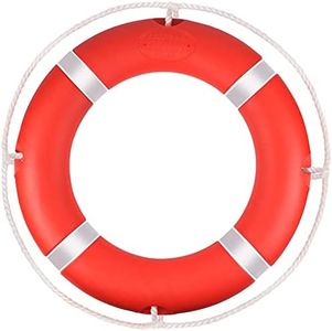 Boat Safety Throw Rings 23", Ring Buoy with White Rope and Reflective Tape, Orange Life Ring for Boat, Emergency Use Life Ring