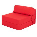 Ready Steady Bed Comfortable Fold Out Z Bed Chair | Sofa Bed Futon Lightweight | Soft Water resistant Cover | Ergonomically Designed Single Mattress Zbed (Red)