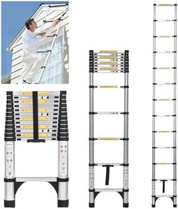 JADDUO Telescoping Ladder 12.5 FT Extension Ladder Aluminum Lightweight Telescopic Ladder with 2 Triangle Stabilizers Telescoping Attic Ladder RV Ladders for Travel Collapsible Ladders for Home