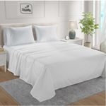 Egyptian Cotton Sheets Set Queen, 1000 Thread Count Deep Pocket Queen Size Bed Sheets, True Luxury Hotel Class Solid 4 Pc White Sheet Set, Long-Staple Combed Cotton, Fits Mattress Upto 18"