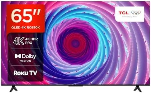 TCL 65RC650K 65-inch QLED Pro Television, 4K Ultra HD, Roku TV (Smart TV with Dolby Vision & Audio, HDR 10+, compatible with Google assistant & Alexa)