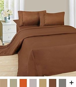 Brushed Microfiber Sheet Set- 3 Piece Bed Linens-Fitted & Flat Sheets.(Twin, Brown)