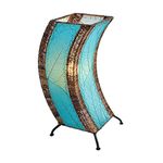 Eangee Home Design C Shape Table Lamp Sea Blue Shade made of Real Cocoa Leaves 20 cm Length x 20 cm Width x 50 cm Height (566 sb)