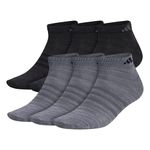 adidas Superlite Low Cut Socks (6-pair), Grey/Onix-Grey Space Dye/Black, Large (Mens Shoe Sizes 6-12)