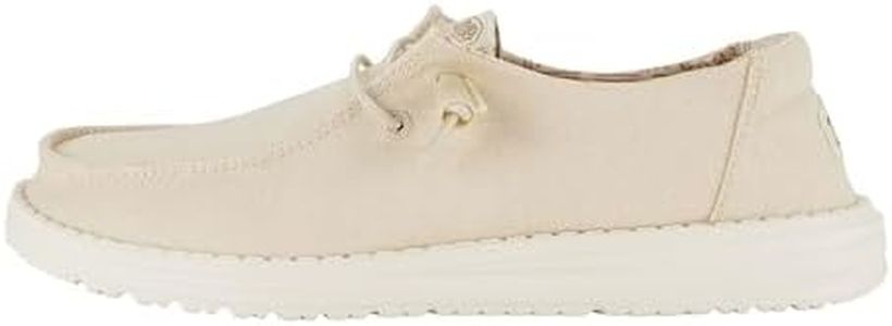 Hey Dude Women's Wendy Canvas Off White Size W7 | Women's Shoes | Women's Slip On Loafers | Comfortable & Light-Weight