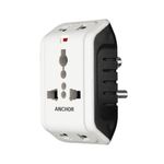 ANCHOR 6A 3 Pin Multi Plug Socket Travel Adapter with Universal Socket, 3 Pin Multi Plug Extension Socket (White)