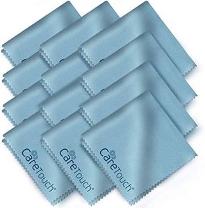 Care Touch Microfiber Cleaning Cloths, 12 Pack - Glasses Cleaner Wipes - Screens, Lenses, Phones, and Eyeglass Cleaner Wipes - Large Lint Free Microfiber Glasses Cleaner Cloth, 6" x 7"