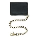 Cazoro Men's RFID Vintage Leather Trifold Chain Wallet, Black