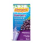 Emergen-C Vitamin C Powder Supplement, Drink Mix with Electroyltes, Immune Plus, Elderberry, 18 Packets