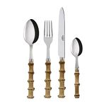 SABRE PARIS - 24-Piece Cutlery Set 24cm - Panda Collection - Knives, Forks, Tablespoons & Teaspoons - Stainless Steel & Bamboo Wood Handle