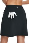BALEAF Women's Golf Skirt 20" Knee Length Skorts ladies Long Tennis Skorts with Zipper Pocket UV Protection Black L
