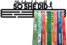United Medals She Believed She Could So She Did Sport Medal Hanger Display | Matte Black Steel Medal holder | Awards display rack for up to 48 medals