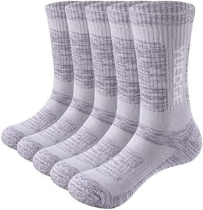 Womens Hiking Sports Socks Moisture Wicking Cotton Padded Boot Socks For Women 6-9, 5 Pairs