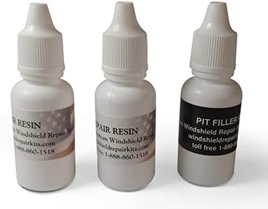 Windshield Repair Resin - 2 Pack of 15ml Bottles - Includes 1 Bottle of Pit Filler 10ml - Do 100 Repairs or More - Cracked Glass Rock Chip Repair Resin - for use on Windshield Kit or Bridge Injector