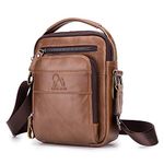 BAIGIO Men's Shoulder Bags Real Leather Cross Body Bag Men Vintage Crossbody Bag Sling Messenger Satchel Handbag with Shoulder Strap for Business Work Travel Holiday, Brown