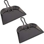 Edward Tools Black Metal Dustpan 12” - Heavy Duty Powder Coated Steel Does not chip or Bend - Precision Edge for Small Item Sweeping - Loop Handle for Comfort / Hanging (2)