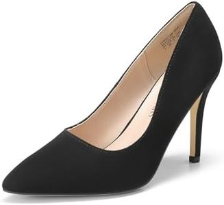 DREAM PAIRS Women's Closed Toe High Heels Dress Pointed Toe Wedding Pump Shoes,Size 9,Black/Nubuck,Christian-New