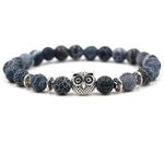 ANAZOZ Elastic Bracelet Beaded for Men Women 19CM,Bracelets Women Agate 8MM Beads Bracelet Silver