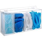 Soaoo 1 Pcs Hairnet Shoe Cover Dispenser Wall Mounted Clear Acrylic Face Mask Dispenser Box with Lids 4 Compartments Gloves Holder on Wall Disposable Mask Acrylic Storage for Organizing Kitchen