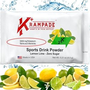 Krampade Electrolytes Powder Potassium Supplement - 2000 mg K+, >2X More Than Coconut Water | Cramp Relief and Prevention | Hydration Powder Packets