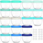 Youngever 18 Pack 120ML Baby Food Storage, Re-usable Baby Food Containers with Lids, 9 Coastal Colors, with Lids Labels