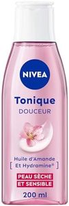 NIVEA Tonique Douceur (1 x 200 ml), lotion tonique visage enrichie en Huile d'Amande et Hydramine, nettoyant visage hydratant en douceur pour peaux sèches & sensibles