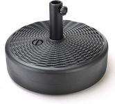 BACKYARD EXPRESSIONS PATIO · HOME · GARDEN 913590 17L Round Rattan 18" Water/Sand Fillable Patio Outdoor Umbrella Base Stand w/Handle Carrier-Backyard Expressions, Black