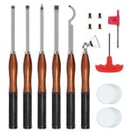SIIIXS Full Size Carbide Wood Lathe Turning Tool Kit with Bowl Sander,6pcs 18" Professional Carbide Lathe Tools with Wooden Box including Swan Neck Hollower, Rougher, Finisher,Beech Handle with Rubber