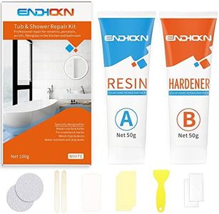 Bath Repair Kit White, Endhokn Enamel, Porcelain, Acrylic, Fiberglass, Ceramic Sink, Tub Tile Toilet Shower Kit & Tray & Chip & Pedestal Crack Hole Scratches Repair