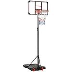 SPORTNOW Height Adjustable Basketball Hoop and Stand for Kids with Sturdy Backboard and Weighted Base, Portable on Wheels, 1.8-2m