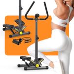 ZIWWVY Stepper Machine with Resistance Bands & Handlebar, Mini Stepper with 300LBS Weight Capacity, Twist Stepper for Full Body Workout, Adjust Step Height, Smooth & Quiet, Step Machine for Men Women